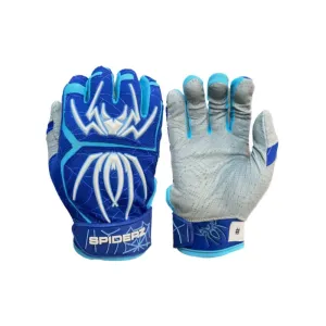 2024 Spiderz ENDITE Batting Gloves: Royal Blue/Columbia/White