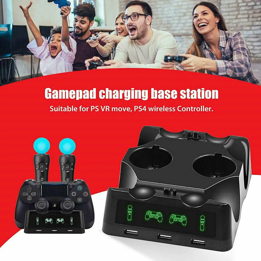 4-in-1 Charger Charging Dock Holder Mount Station For PS4/PS/VR Move Controller