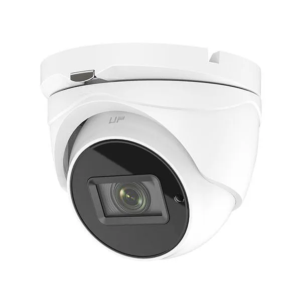 5MP HD TVI Advanced EXIR Armored Dome Camera, Varifocal, Motorized Zoom, White/Black Face