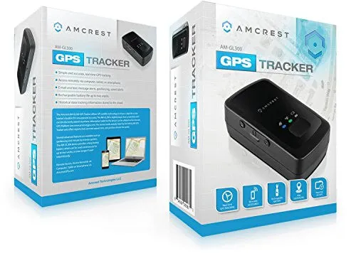 Amcrest AM-GL300 V2 Portable Mini Real-Time GPS Tracker - Unlimited Text Message / Email Alerts, Geo-Fencing, 7-10 Day Battery, No Contracts, Upgraded GSM