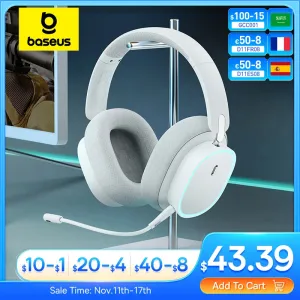 Baseus GH02 Gaming Wireless Headphone with Mic Over-Ear Headphones Bluetooth 5.3 40mm Driver 2.4G/Wireless/Cable RGB Headsets