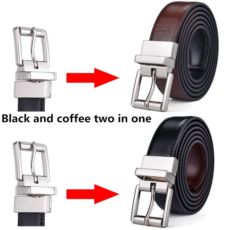 BELTOX Design Collection Men's Fashion 100% Genuine Leather Black & Silver Tone Belts - Special Offer!