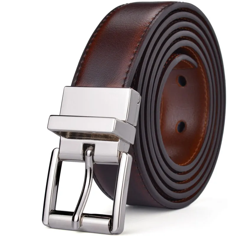 BELTOX Design Collection Men's Fashion 100% Genuine Leather Black & Silver Tone Belts - Special Offer!