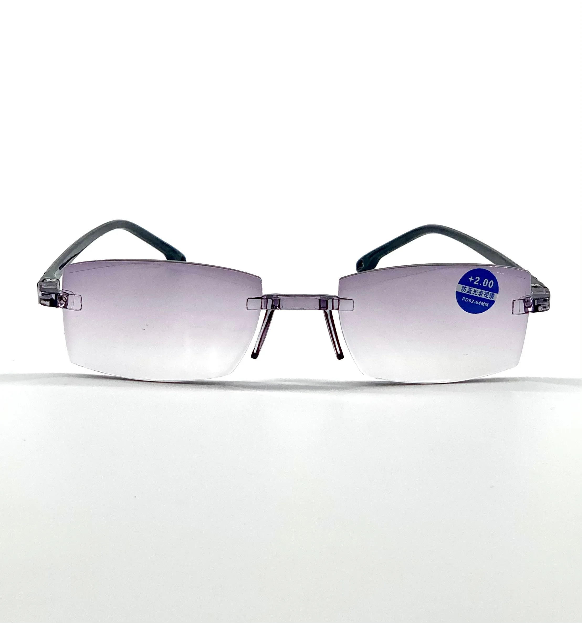 Black bifocal rimless blue light blocking glasses