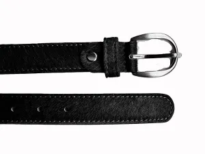 Black hair-on-hide women leather belt