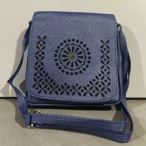 Blue Laser-Cut Crossbody Bag