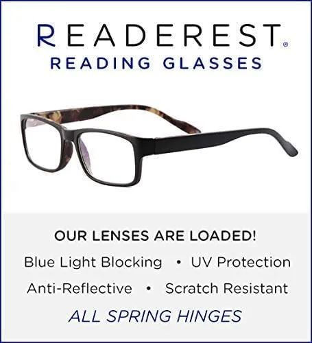 Blue-Light-Blocking-Reading-Glasses-Black-Camo-0-25-Magnification-Computer-Glasses