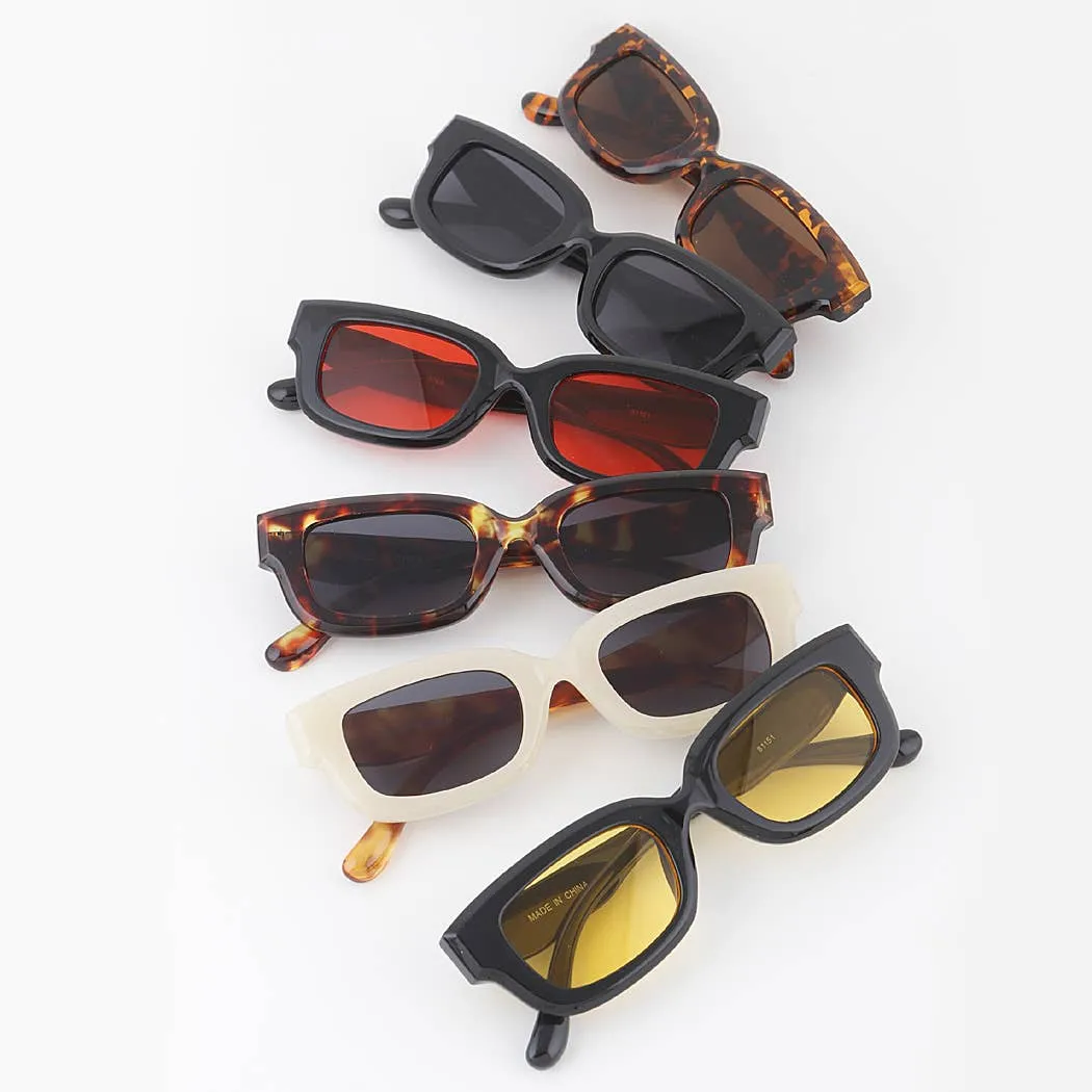 Bright Tinted Rectangle Sunglasses