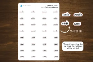 Cardio Text Stickers for Planners, Journals, and Notebooks | Mini Scripts