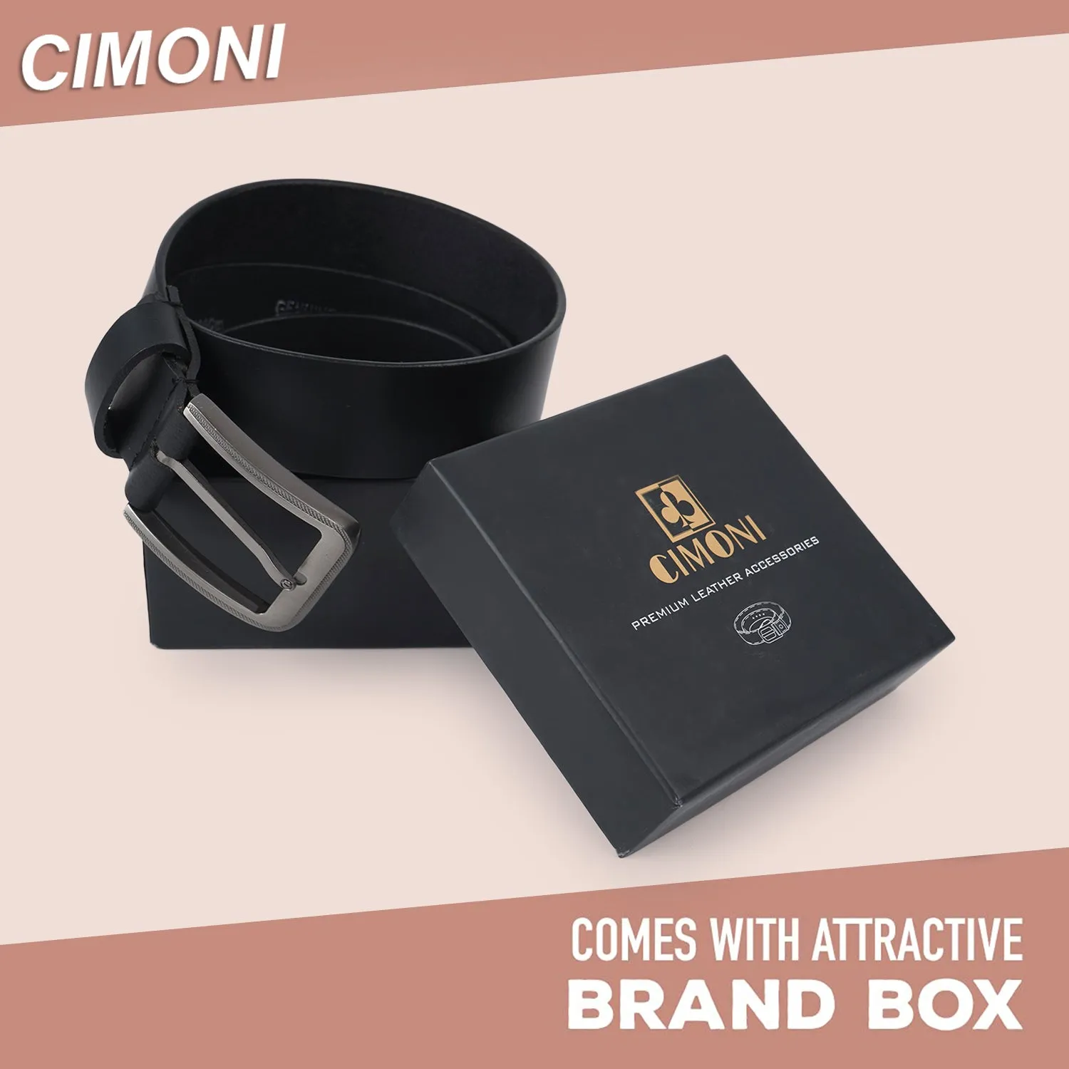 CIMONI Genuine Leather Casual Trendy Formal Office Belt For Men With Box ( 1 Year Gurantee)