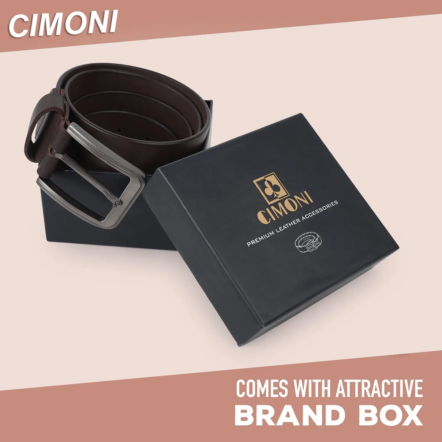 CIMONI Genuine Leather Casual Trendy Formal Office Belt For Men With Box ( 1 Year Gurantee)