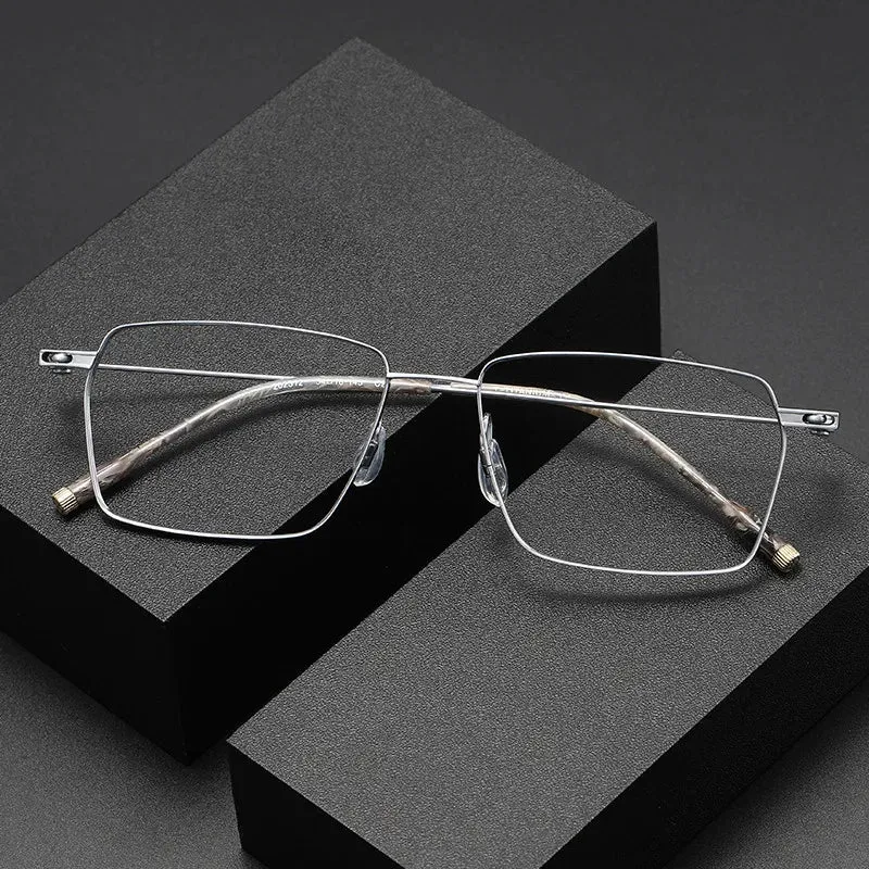 Cubojue Mens Full Rim Square Titanium Reading Glasses 7.6