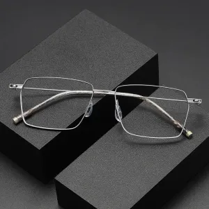 Cubojue Mens Full Rim Square Titanium Reading Glasses 7.6