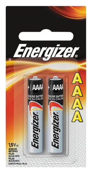 Energizer E96 E96-BP-2 Battery, 1.5 V Battery, 150 mAh, AAAA Battery, Alkaline, Manganese Dioxide, Zinc :PK  2: QUANTITY: 1