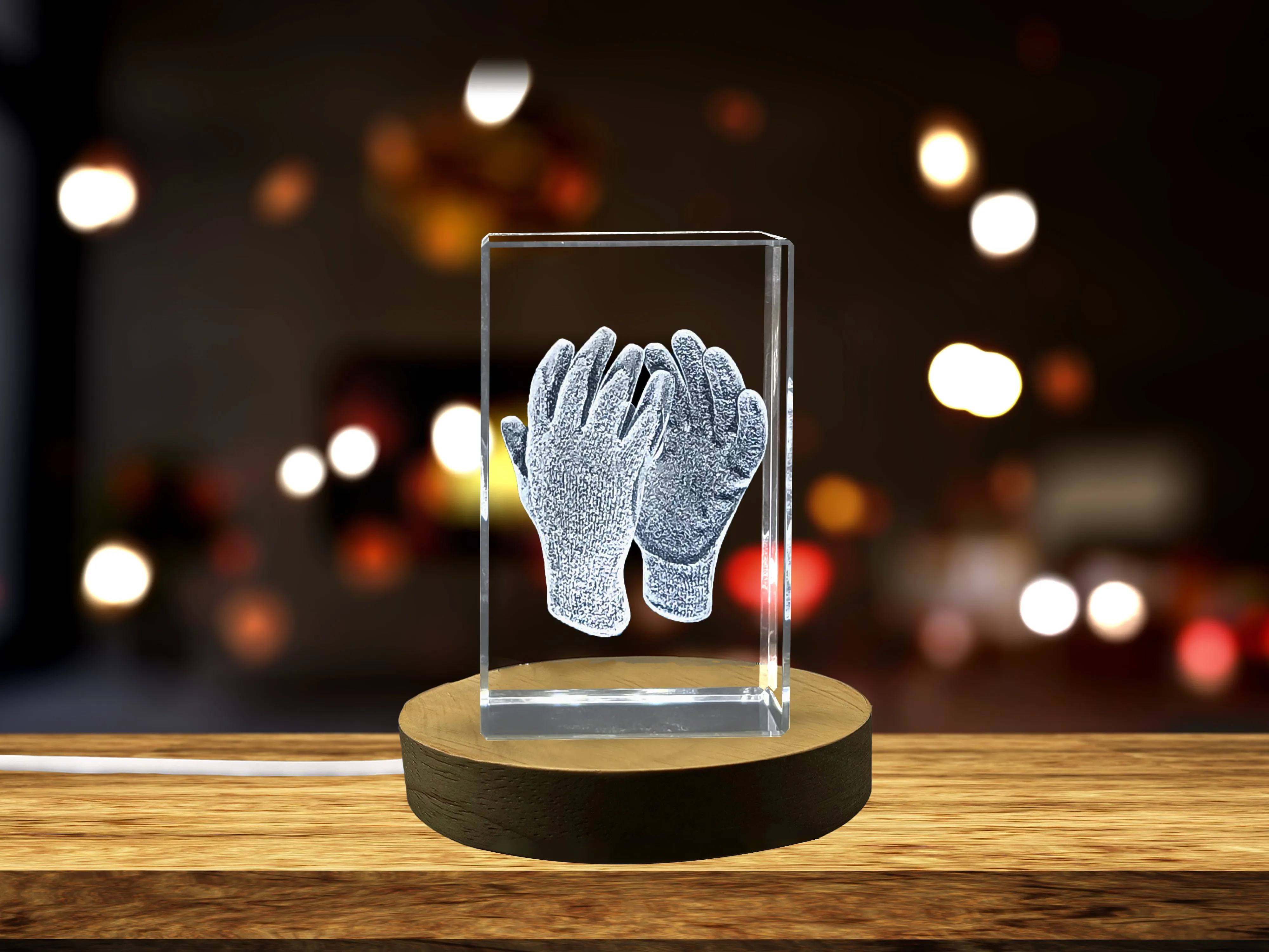 Exquisite Crystal Safety Glove Sculpture - A Poignant Homage to Hardworking Hands