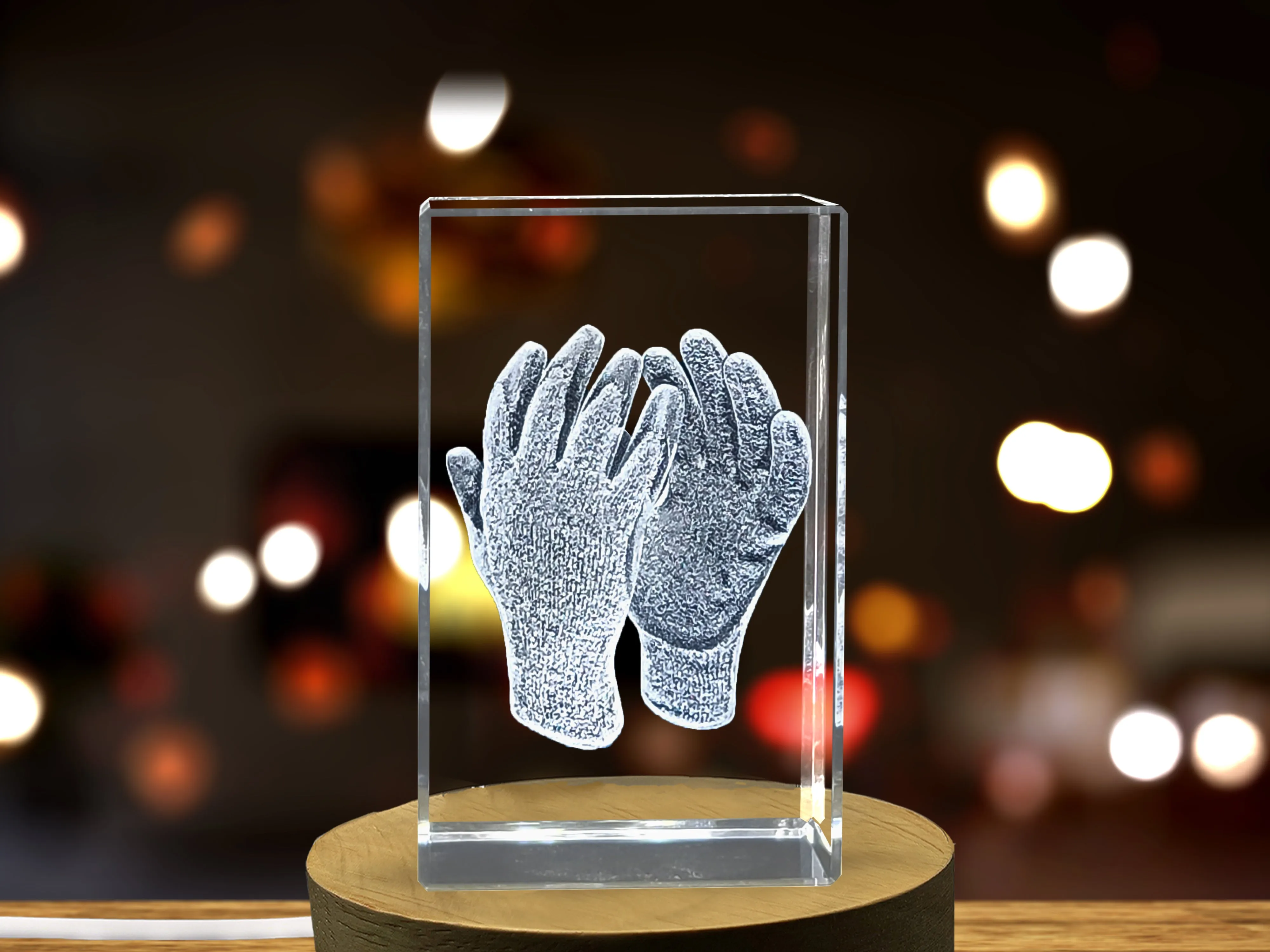 Exquisite Crystal Safety Glove Sculpture - A Poignant Homage to Hardworking Hands