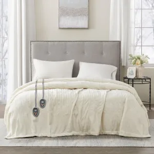 King Sized Ivory Luxury Duvet Heated Plush Blanket