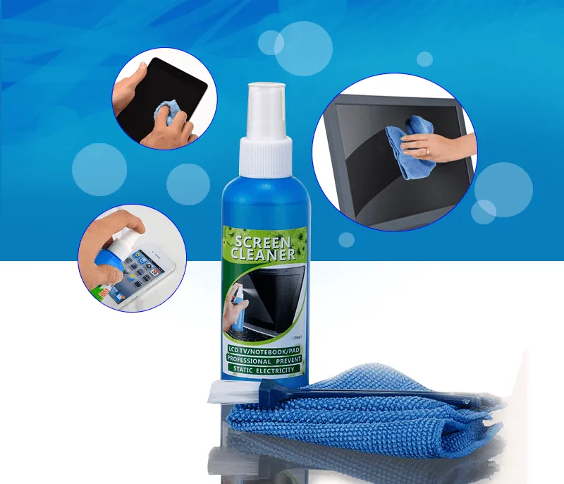 Led Cleaner Monitor Pc Mobile Screen - 3pcs Cleaning Kit Cleaner (100ml)   Brush   Cloth