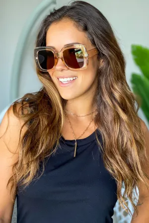 Light Brown Wide Frame Sunglasses