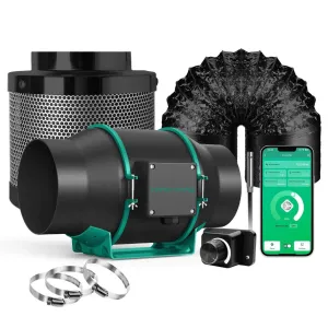 Mars Hydro iFresh 6" Smart Inline Duct Fan and Carbon Filter Combo