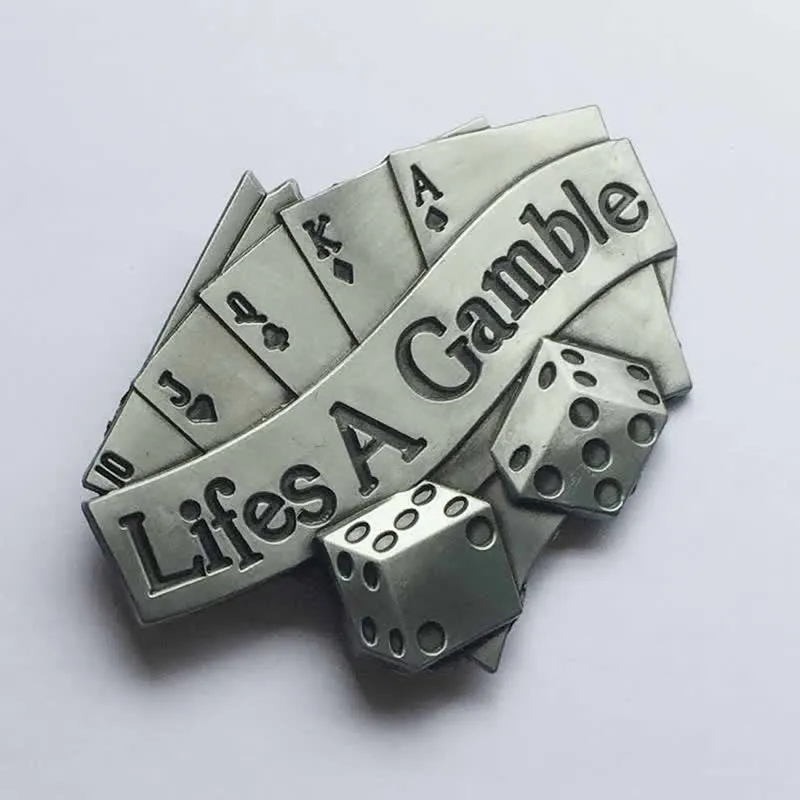 Men's DIY Life's A Gamble Poker Buckle Leather Belt