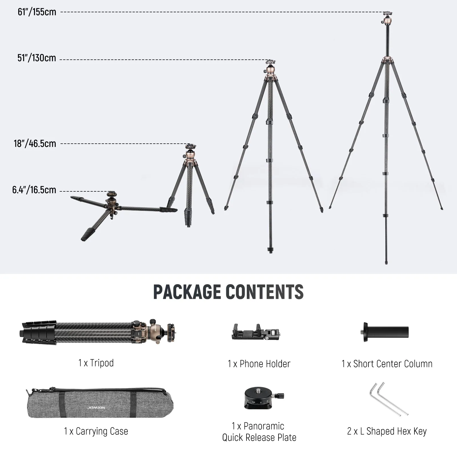 NEEWER LITETRIP LT35 61" Carbon Fiber Travel Tripod