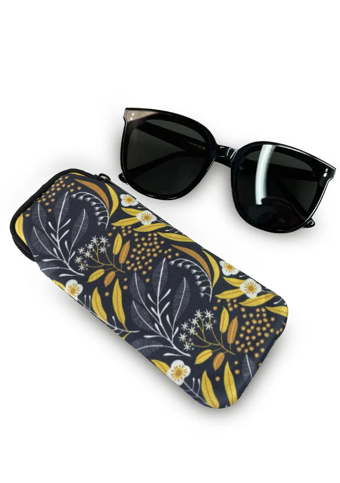 Neoprene Sunglasses Case – Charcoal Botanical Pattern