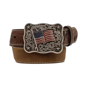 Nocona Children's Leather Medium Brown Flag Belt