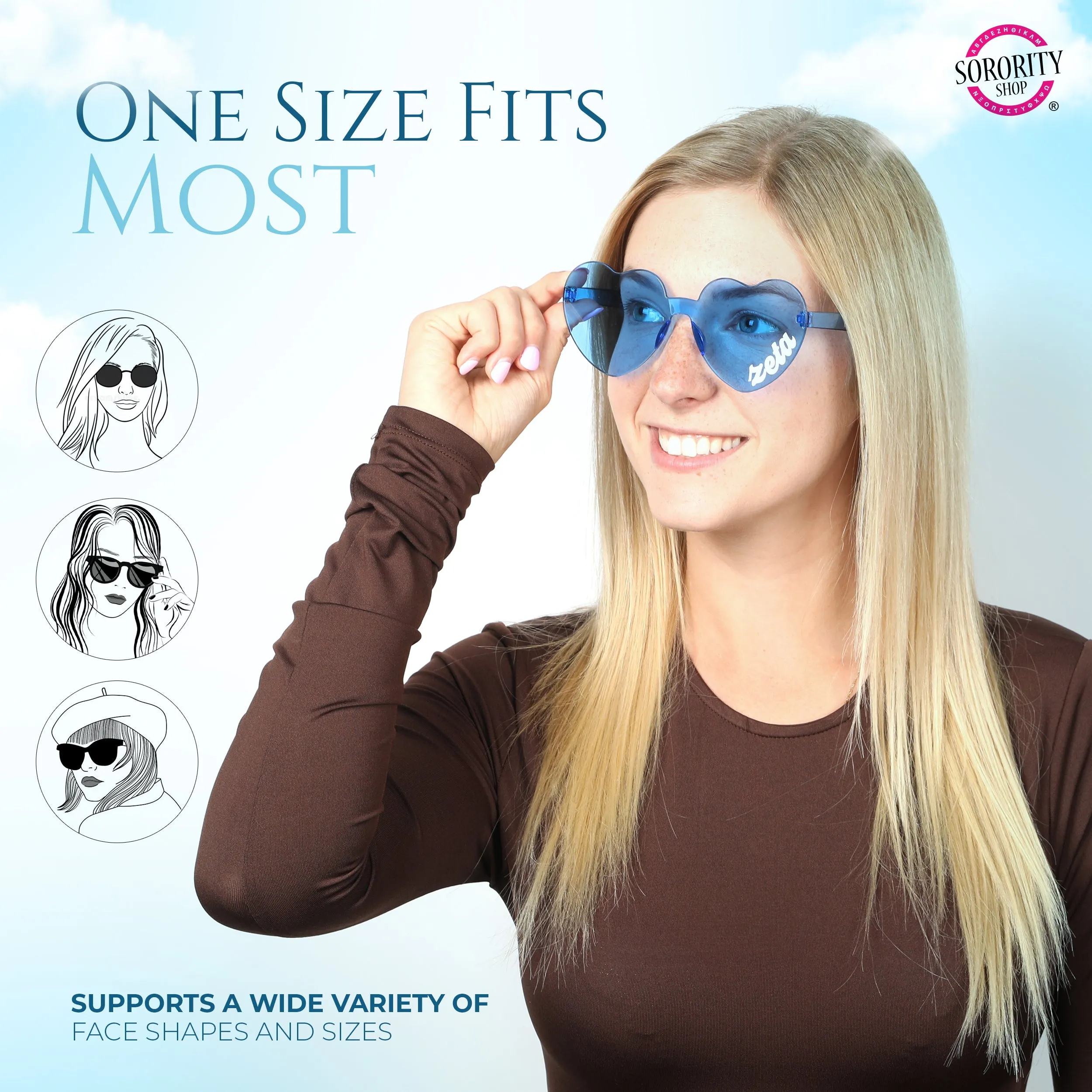 Omega Phi Alpha Sunglasses - Heart Shaped