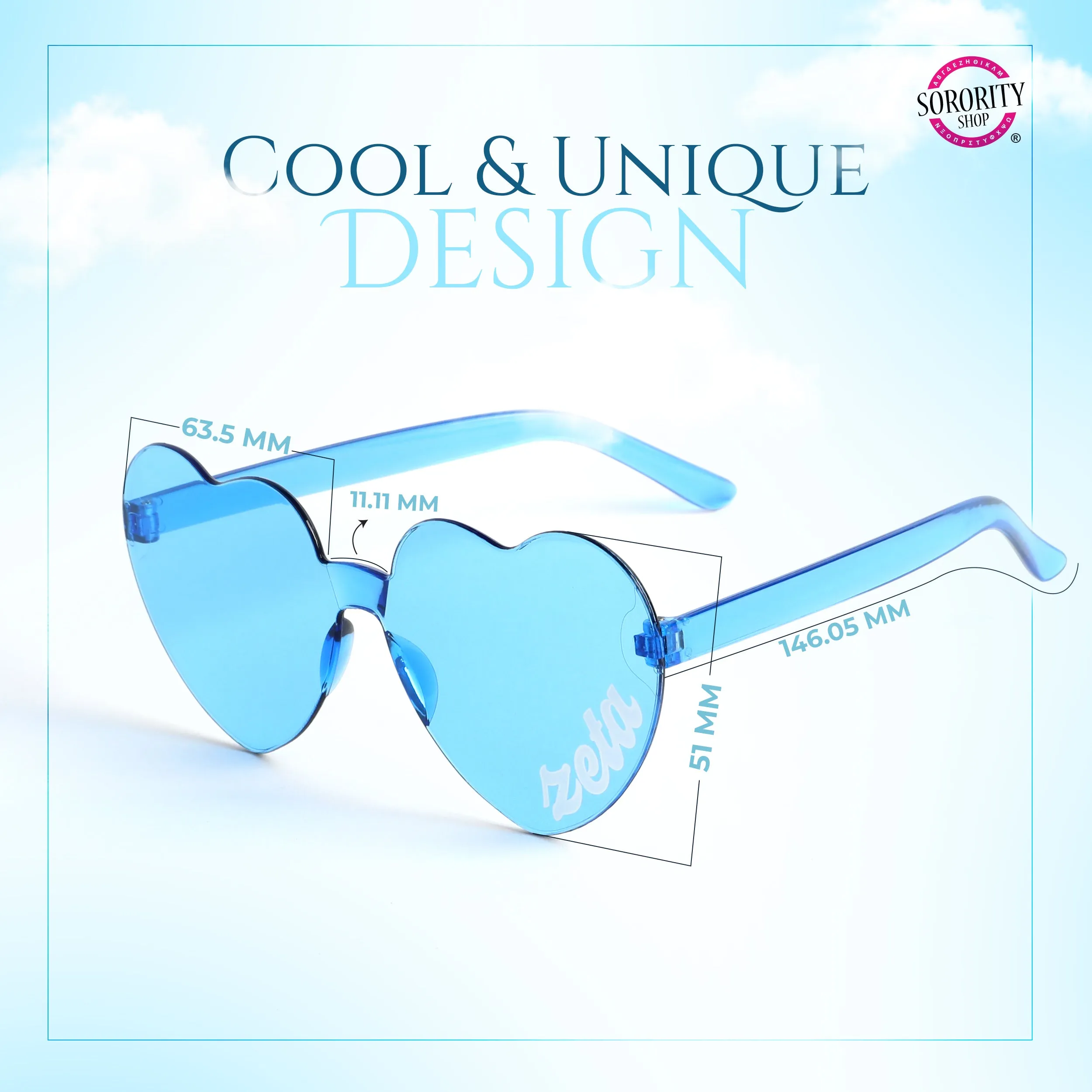 Omega Phi Alpha Sunglasses - Heart Shaped