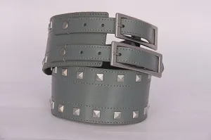 PAGANI REAL LEATHER GREY TRENDY STUDDED LADIES HIGH WAIST BELT