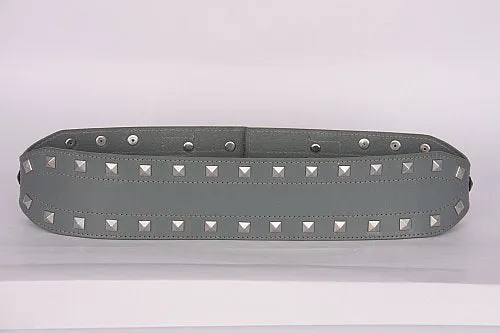 PAGANI REAL LEATHER GREY TRENDY STUDDED LADIES HIGH WAIST BELT