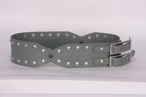 PAGANI REAL LEATHER GREY TRENDY STUDDED LADIES HIGH WAIST BELT