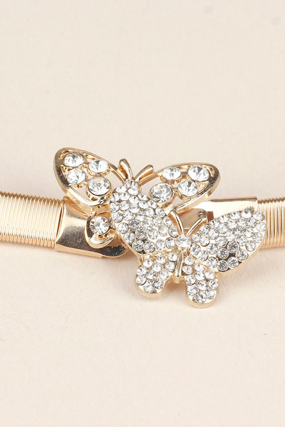 Rhinestone Butterfly Elastic Metal Belt