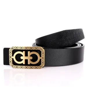 Salvatore Ferragamo Men's Beveled Gancini Buckle Belt-Black