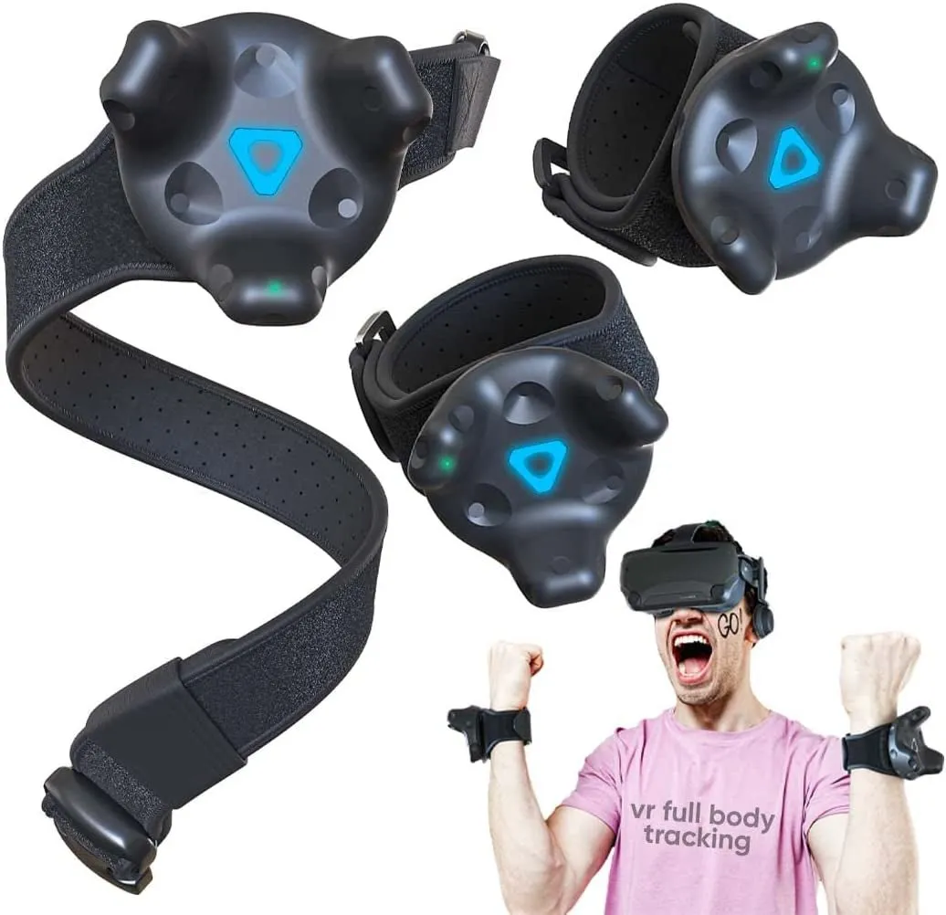 Skywin VR Tracker Belt and Tracker Strap Bundle for HTC Vive System Tracker Pucks - Adjustable Belt and Hand Straps for Waist and Full-Body Tracking in Virtual Reality (1 Belt and 2 Hand Straps)