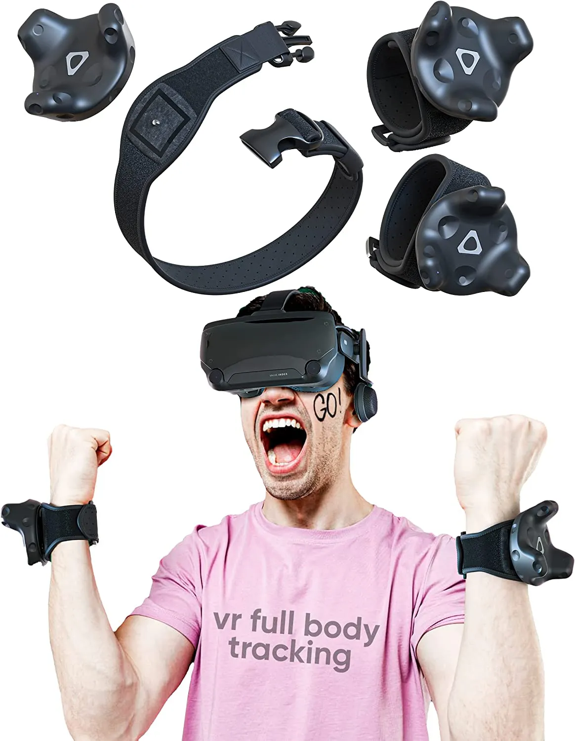 Skywin VR Tracker Belt and Tracker Strap Bundle for HTC Vive System Tracker Pucks - Adjustable Belt and Hand Straps for Waist and Full-Body Tracking in Virtual Reality