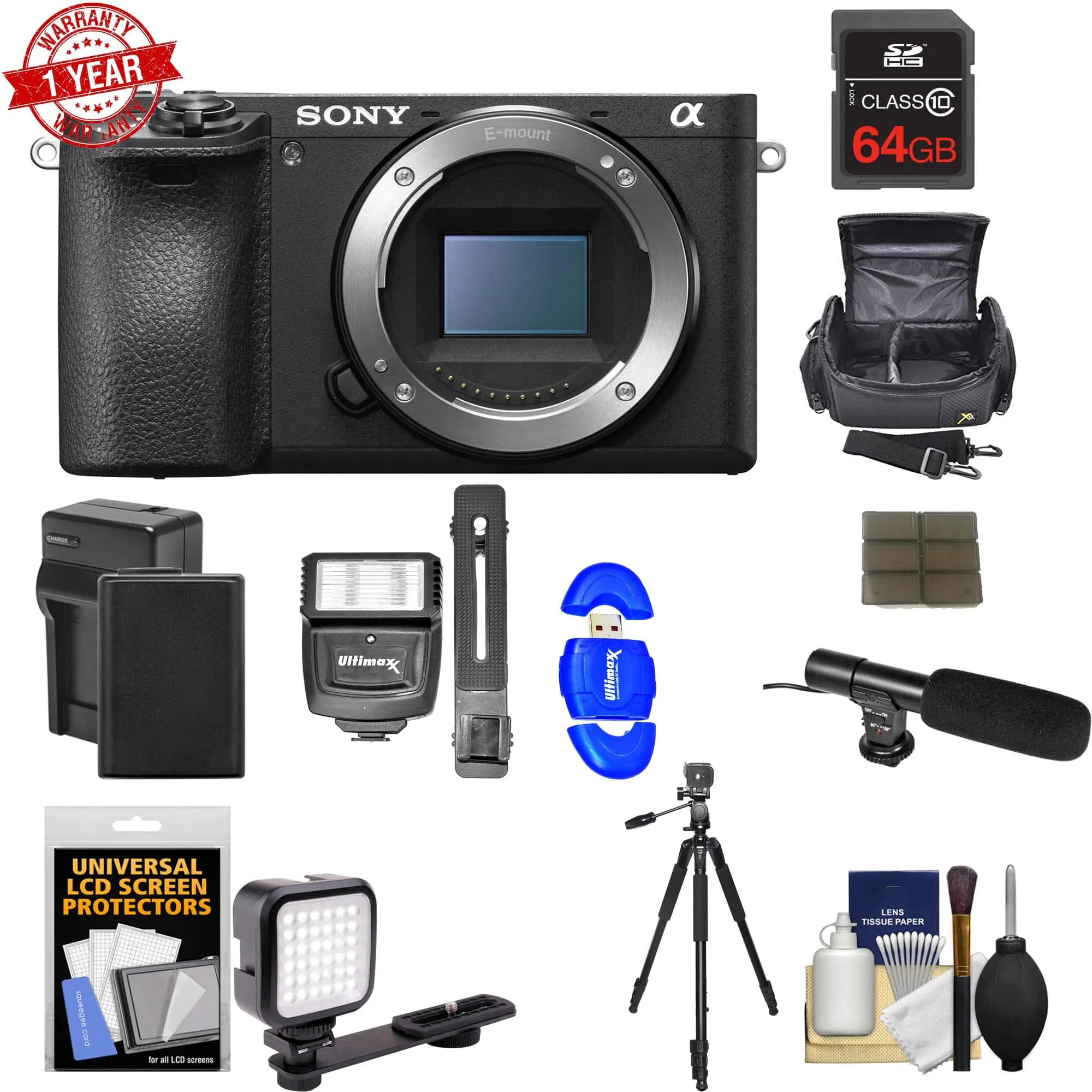 Sony Alpha a6500 4K Wi-Fi Digital Camera Body with 64GB MC   Flash   Microphone Bundle