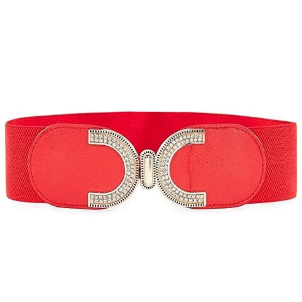 Stylish Solid Elastic Unique Buckle Belt For Women