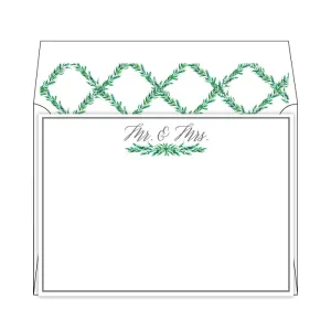 Wedding Greenery Mr and Mrs Flat Note Stationery