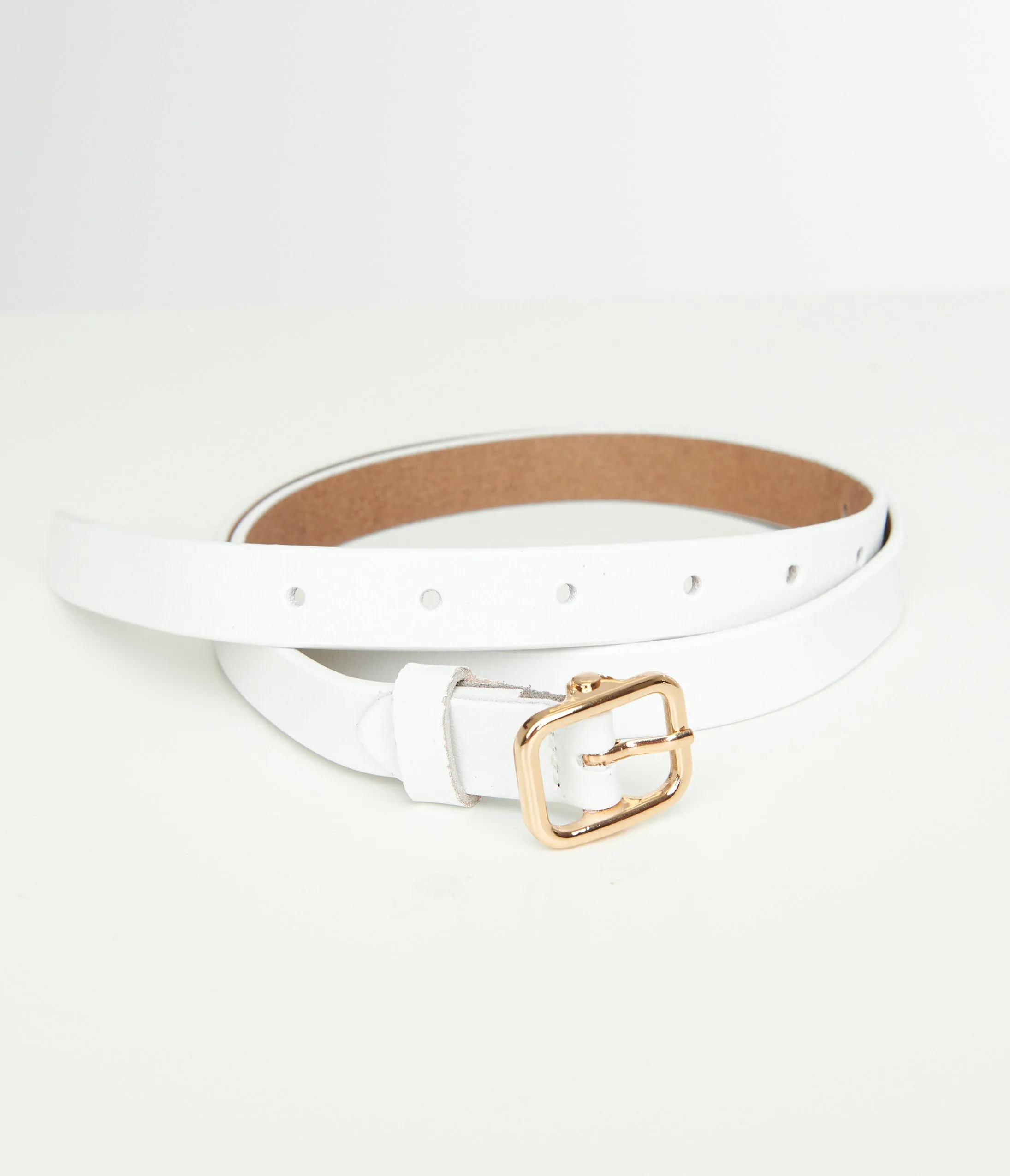 White Skinny Leatherette Belt