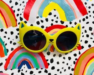 Yellow Cat Retro Kids Sunglasses