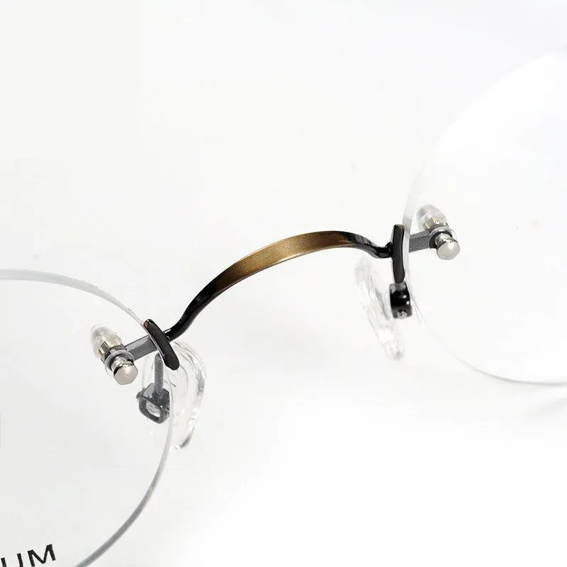 Yujo Men's Rimless Titanium Round Reading Glasses Y003